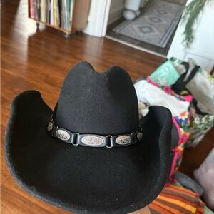 Black Cowgirl Hat with Silver Accents